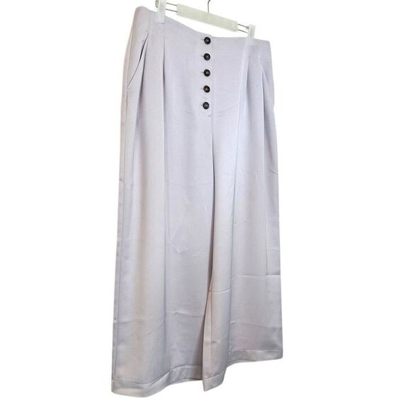 Topshop High Rise Button-fly Wide Leg Cropped Culotte Pants Light Lavender Sz 12 - Picture 3 of 6